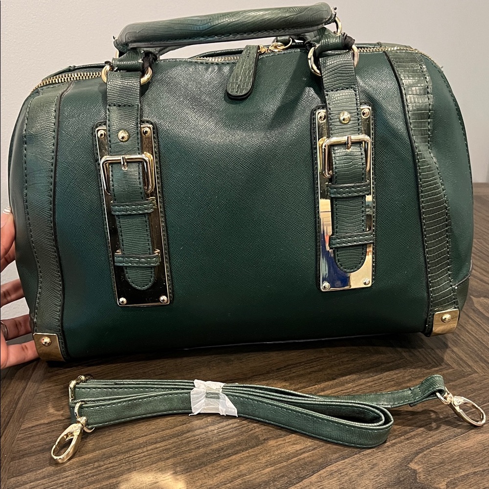 Aldo Forest Green Handbag with Gold Accents